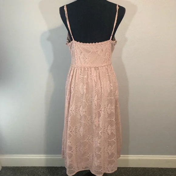 NSR pink lace overlay spaghetti strap dress size L - Picture 3 of 7